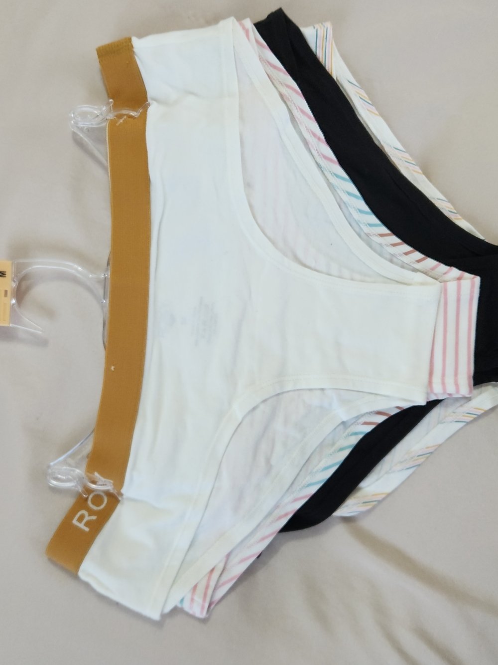 Roxy Women Underwear Pack - White, Black & Mustard Trim